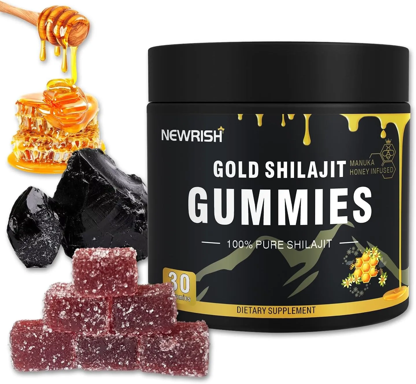 Health Wellness Gummies - Gold Shilajit Gummies - Immune Support,