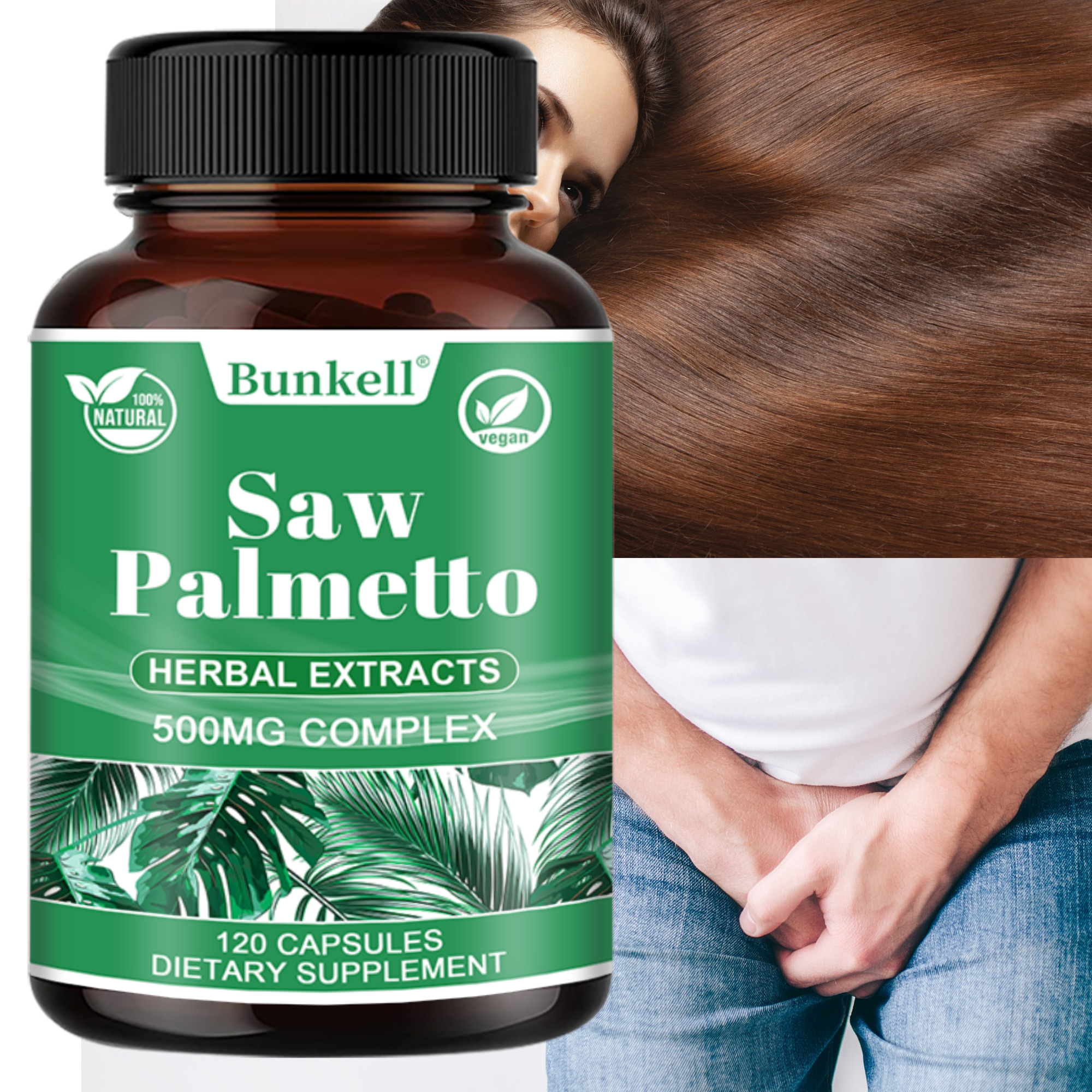 Health Wellness Vitality - Saw Palmetto Capsules 500mg, Natural Men’s